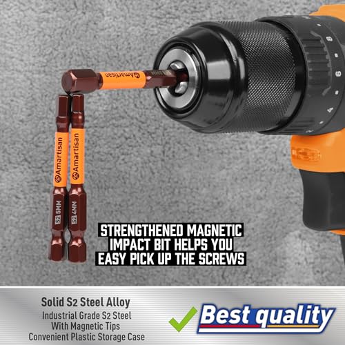 Amartisan 20-Piece Hex Head Allen Wrench Drill Bit Set, Metric and SAE S2 Steel Hex Bits Set, Magnetic Tips, 2.3" Long With Storage box. - Image 5