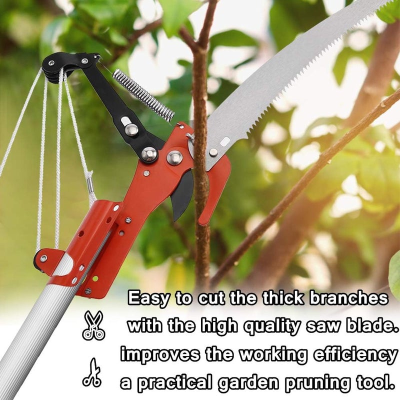 كلاراكو منشار تقليم الأشجار الطويل، مقص تقليم حاد للحديقة بعجلتين، مقص تقليم الأشجار، أداة تشذيب، أداة قطف فاكهة طويلة المدى - Image 4