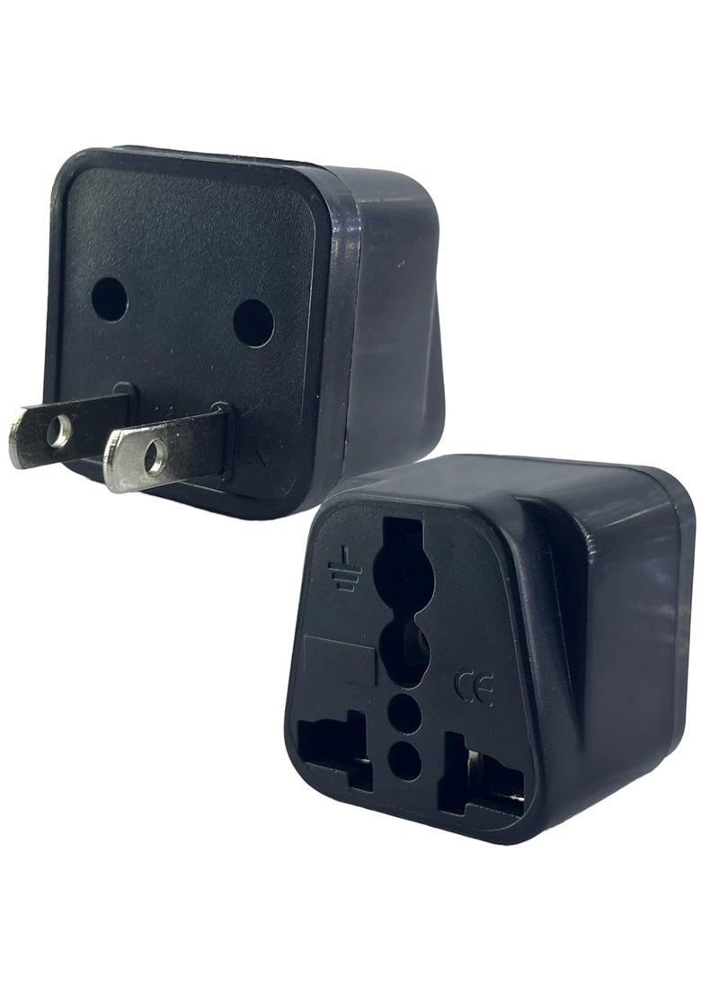 Vadda Bai Vadda Bai Universal Plug Converter Travel Adapter for India to USA Japan Canada Philippines Mexico Brazil Cuba Thailand Power Socket Pack of 2 Black  - Image 1