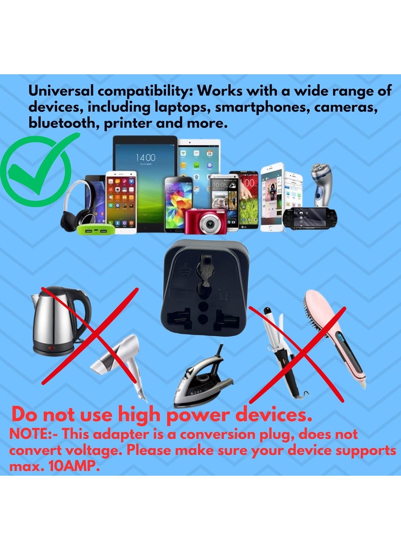 Vadda Bai Vadda Bai Universal Plug Converter Travel Adapter for India to USA Japan Canada Philippines Mexico Brazil Cuba Thailand Power Socket Pack of 2 Black  - Image 4