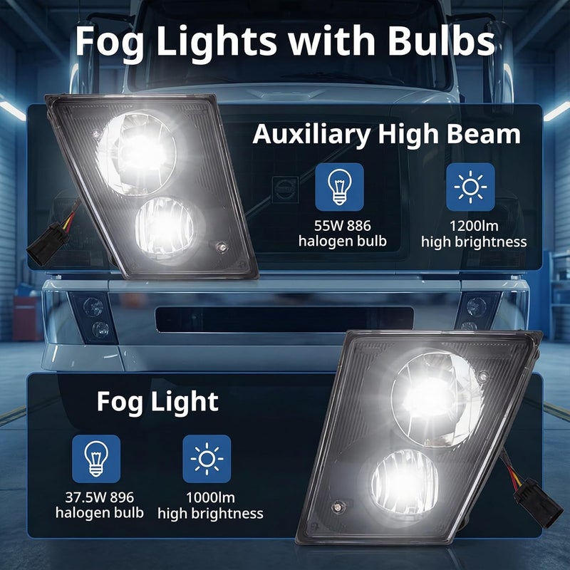 High Soar Fog Lights for Volvo VNL VN (2004-2015) - Waterproof Assembly with Bulbs - Image 3