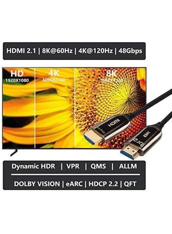8K Fiber Optic HDMI Cable 50 M – Ultra High-Speed 48Gbps HDMI 2.1, 4K@120Hz & 8K@60Hz, HDR10+, eARC, 3D – Perfect for Gaming, Home Theater, Projectors & Roku - Image 5