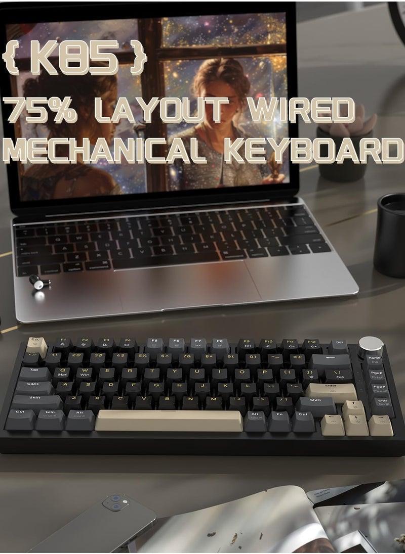 Attack Shark K85 Rapid Trigger 75% Wired Mechanical Gaming Keyboard Gasket with Hot Swapped Adjustable Actuation Magnetic Switch Programmable Knob TKL RGB Backlit PBT Keycaps for Win Mac Gamer  - Image 5