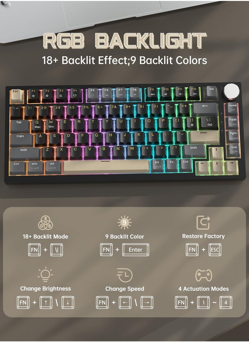 Attack Shark K85 Rapid Trigger 75% Wired Mechanical Gaming Keyboard Gasket with Hot Swapped Adjustable Actuation Magnetic Switch Programmable Knob TKL RGB Backlit PBT Keycaps for Win Mac Gamer  - Image 4