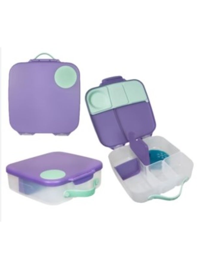 b.box Lunch Box – Bento-Style Kids Lunchbox with Ice Pack, Leak-Resistant Compartments, Easy-Lock Lid, BPA-Free – Passion Splash (Purple/Green) - Image 3