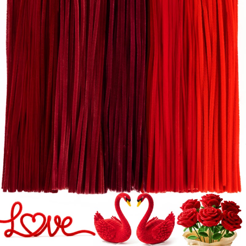 Caydo 500 Pieces Red Pipe Cleaners, Chenille Stems, Pipe Cleaner Crafts for DIY Art and Craft Projects Creative Gift Party Valentine's Day Decorations - Image 1