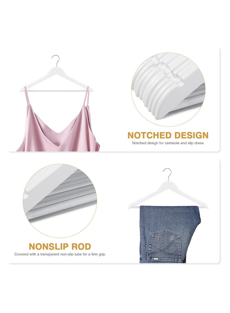 Home zone Solid Wood Coat Hangers Non-Slip Cloth Hangers with Notches & 360° Swivel Hook  - Image 3