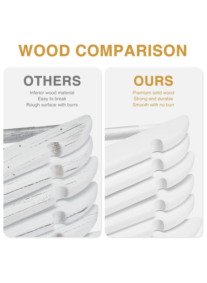 Home zone Solid Wood Coat Hangers Non-Slip Cloth Hangers with Notches & 360° Swivel Hook  - Image 5
