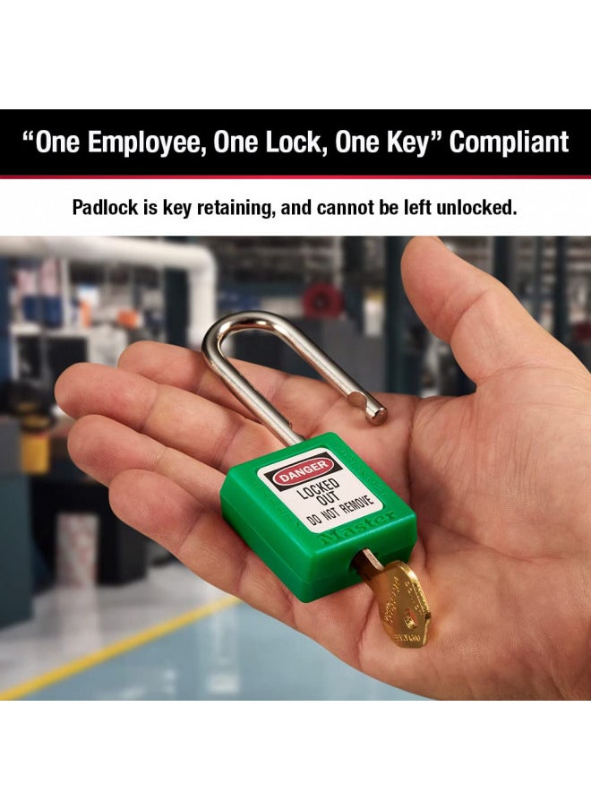 Master Lock - Master Lock 410GRN Lockout Tagout Safety Padlock with Key Green 0.25 in. Shackle Diameter - Image 1
