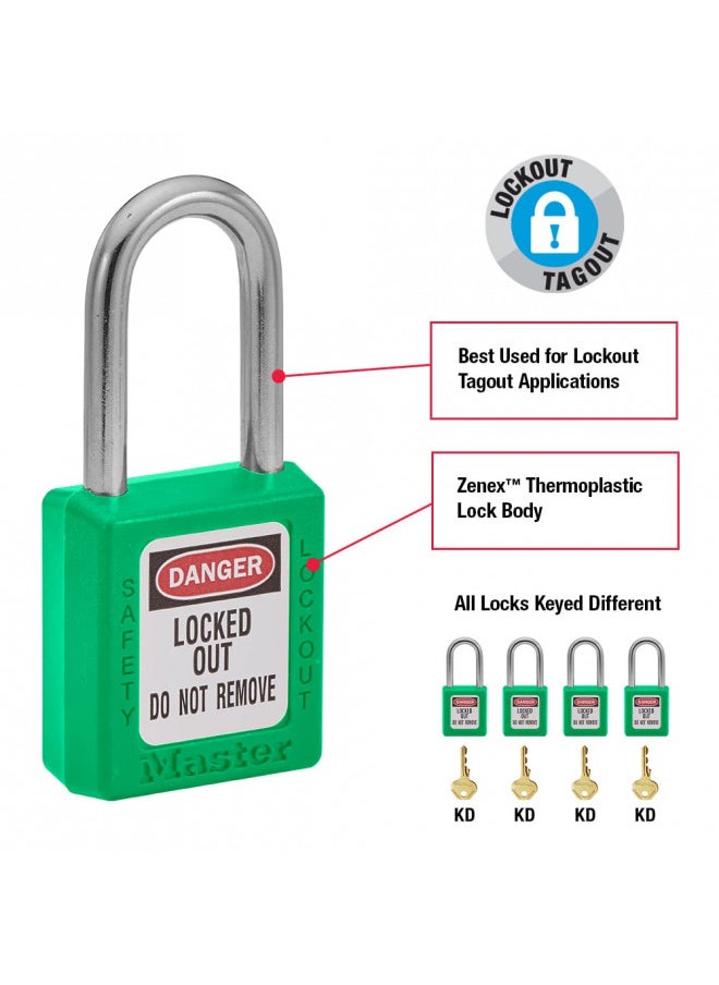 Master Lock - Master Lock 410GRN Lockout Tagout Safety Padlock with Key Green 0.25 in. Shackle Diameter - Image 1