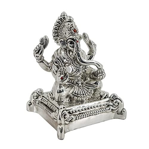 MAA SILVER Pure Silver Ganesha Ganpati ji BIS Hallmarked Hollow Idol/Murti Perfect for Gifting Home Office Puja Good Luck Wishes (999 Purity)(40 Grams Silver) - Image 2