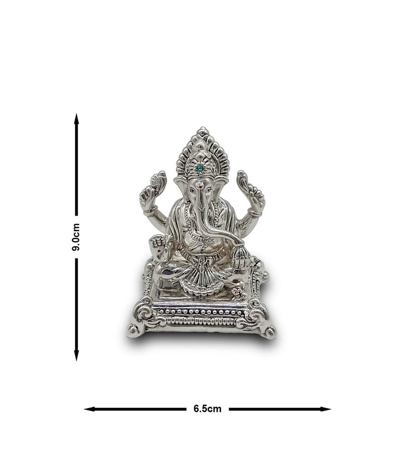 MAA SILVER Pure Silver Ganesha Ganpati ji BIS Hallmarked Hollow Idol/Murti Perfect for Gifting Home Office Puja Good Luck Wishes (999 Purity)(40 Grams Silver) - Image 5