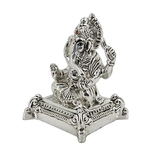 MAA SILVER Pure Silver Ganesha Ganpati ji BIS Hallmarked Hollow Idol/Murti Perfect for Gifting Home Office Puja Good Luck Wishes (999 Purity)(40 Grams Silver) - Image 4