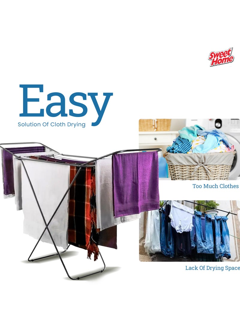 Clothes Drying Rack Stand Stainless Steel Heavy Duty Clothes Dryer Stand Space Saving, Portable & Foldable Rack Ideal For Small Areas