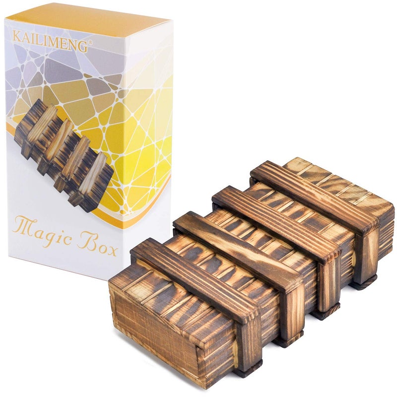 KAILIMENG Puzzle Box Secret Magic Box with 2 Hidden Compartments Drawers for Coin Money Brain Teaser Trick Box 3D Wooden Puzzle for Adults - Image 2