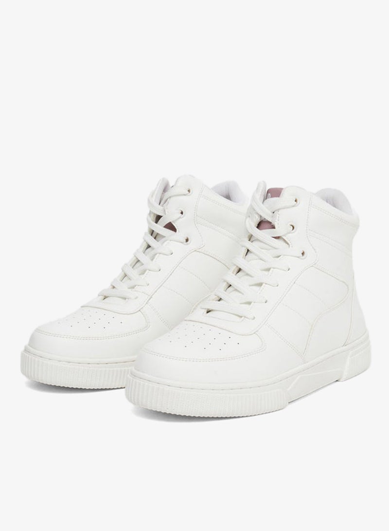 Styli Active White High-Top Lace Up Sneakers - Image 2