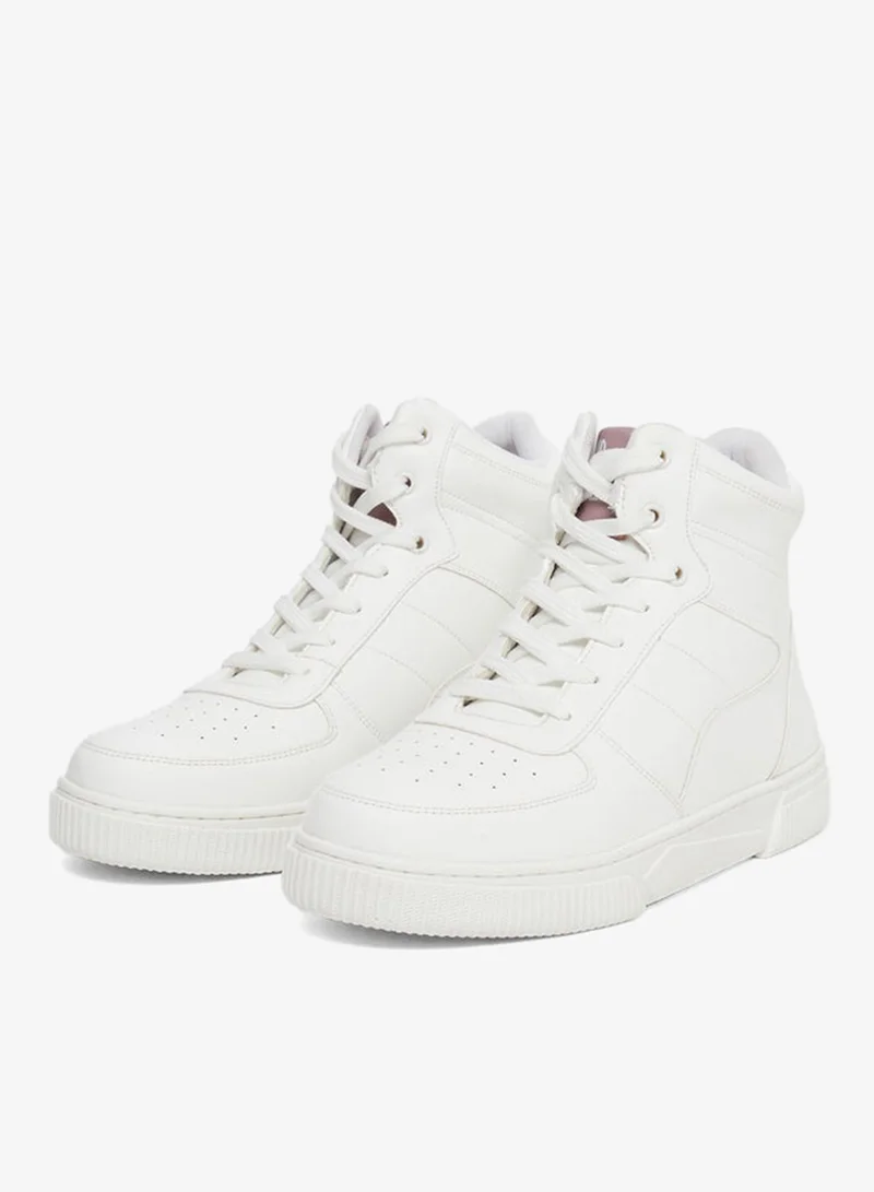 Styli Active White High-Top Lace Up Sneakers