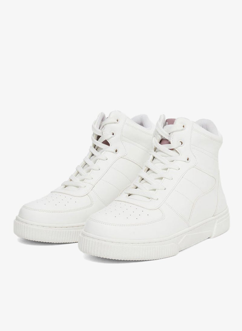 Styli Active White High-Top Lace Up Sneakers - Image 4
