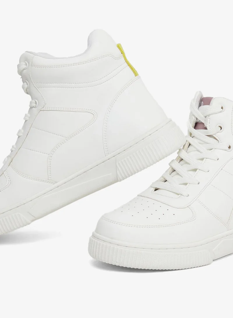 Styli Active White High-Top Lace Up Sneakers