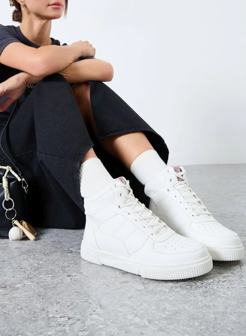Styli Active White High-Top Lace Up Sneakers