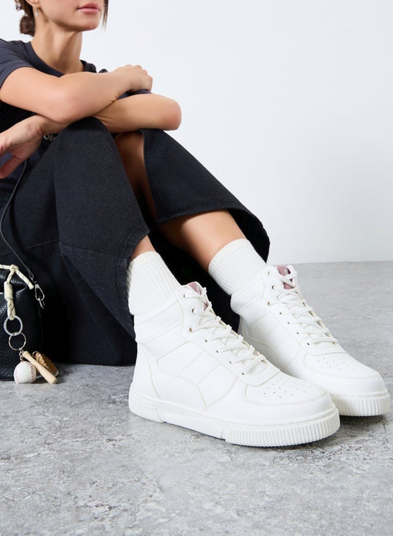 Styli Active White High-Top Lace Up Sneakers - Image 3