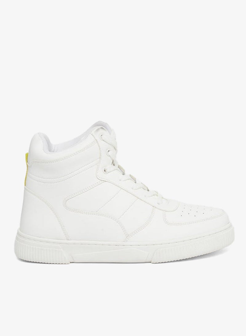 Styli Active White High-Top Lace Up Sneakers - Image 3