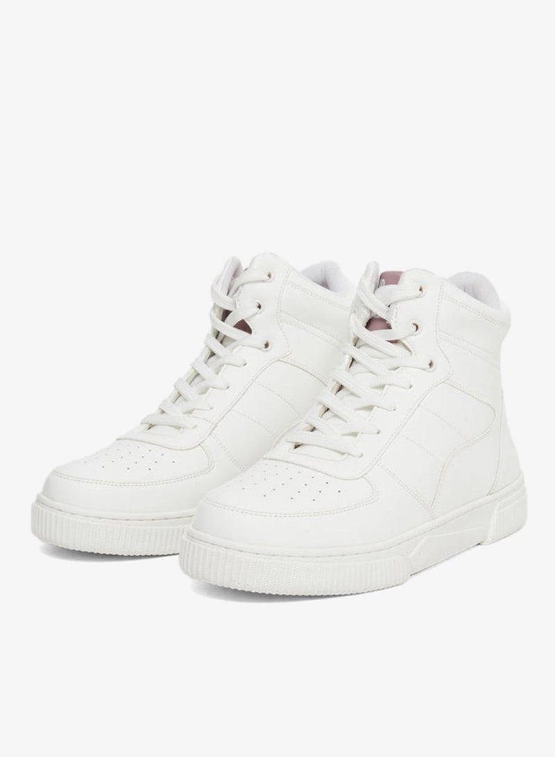 Styli Active White High-Top Lace Up Sneakers - Image 4