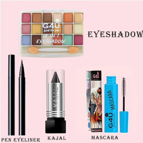 G4U All in One Makeup Kit Gift Set, Eyeshadow,Eyeliner Pen,Foundation,3 Lipsticks,Kajal,Lip Liner,Puff,Mascara, 2 nail Polish,Compact,Perfect for Party Wedding makeup With Makeup Box(Set Of 14Pcs)ST 3 - Image 2