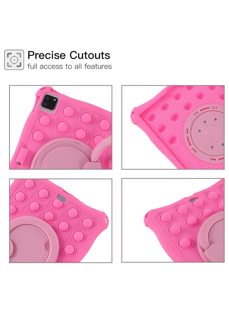 Case for iPad 10th Generation Case 10.9 Inch 2022 Rotating Handle Kickstand Silicone Shockproof Cover with Shoulder Strap  Pencil Holder  Stylus, Pink - Image 4