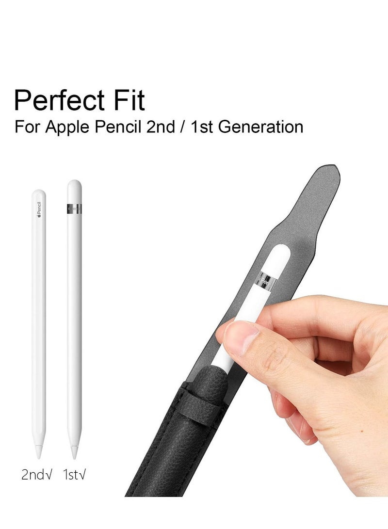 SYOSI Pencil Holder with USB Adapter Pocket, Compatible with Apple Pencil (1st/2nd Generation) Premium Vegan Leather Case Sleeve Pouch, Premium Elastic Vegan Leather Sleeve Pouch, Black - Image 3