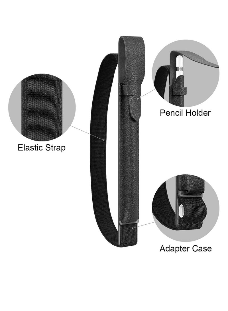 SYOSI Pencil Holder with USB Adapter Pocket, Compatible with Apple Pencil (1st/2nd Generation) Premium Vegan Leather Case Sleeve Pouch, Premium Elastic Vegan Leather Sleeve Pouch, Black - Image 4