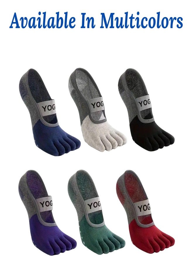Khwaish Store Women Cotton 5 Toe Split Ruber Anti Slip Breathable Socks For Yoga |Pilates Fitness & Dance Socks with Arch Band Support (IN, Alpha, Free Size, 5, Multicolor- 5 Pair) - Image 5