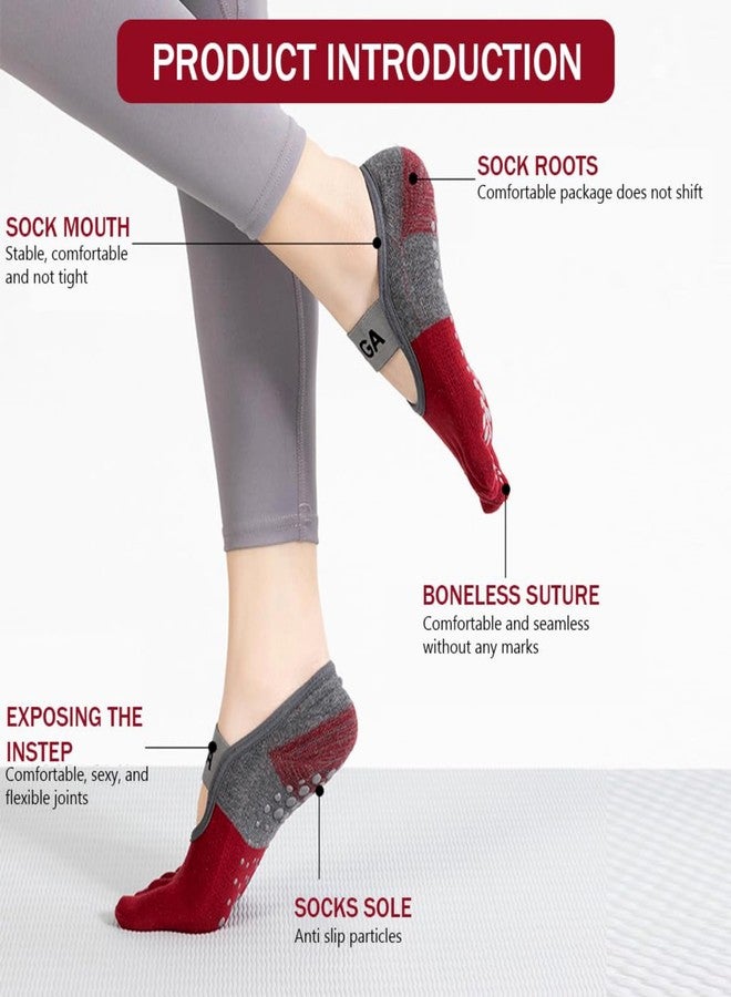 Khwaish Store Women Cotton 5 Toe Split Ruber Anti Slip Breathable Socks For Yoga |Pilates Fitness & Dance Socks with Arch Band Support (IN, Alpha, Free Size, 5, Multicolor- 5 Pair) - Image 3