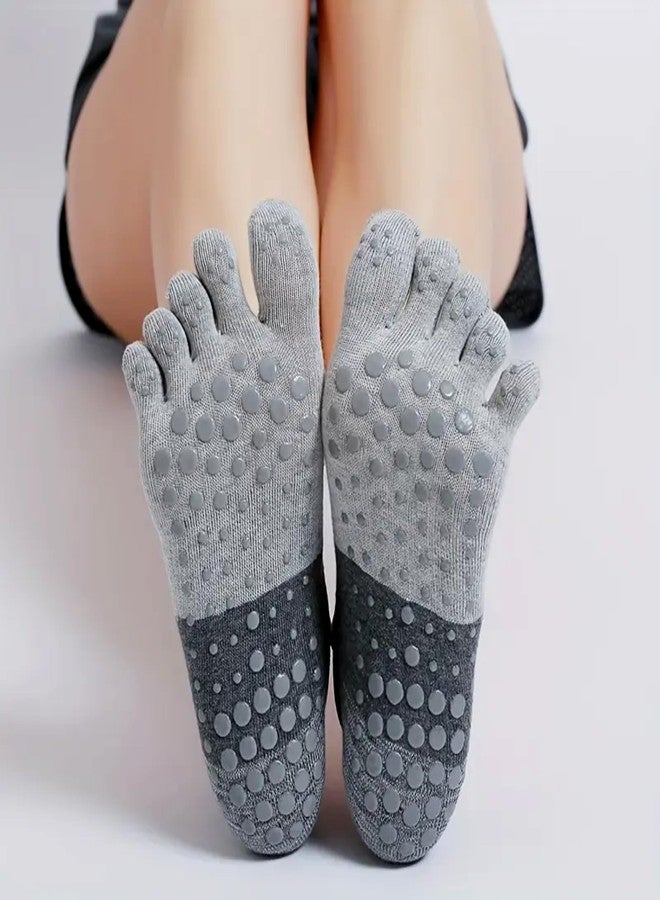 Khwaish Store Women Cotton 5 Toe Split Ruber Anti Slip Breathable Socks For Yoga |Pilates Fitness & Dance Socks with Arch Band Support (IN, Alpha, Free Size, 5, Multicolor- 5 Pair) - Image 4