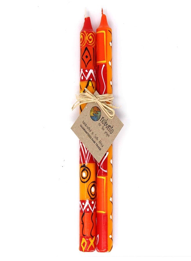 Global Crafts Zahabu - Hand-Painted Taper Candles - African Candles Set, Unscented, 2 Count - Image 1