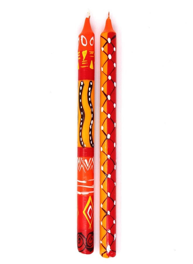 Global Crafts Zahabu - Hand-Painted Taper Candles - African Candles Set, Unscented, 2 Count - Image 2