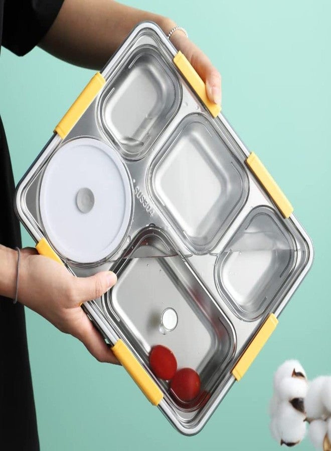 HODEE 4 Compartment Lunch Box for Office Men, Women, Big Size, Stainless Steel, Leak-Proof, Insulated, Bento Lunch Box for Adults, with Air-Tight Bowl, Spoon Storage Space. Tiffin Box for Office - Image 4