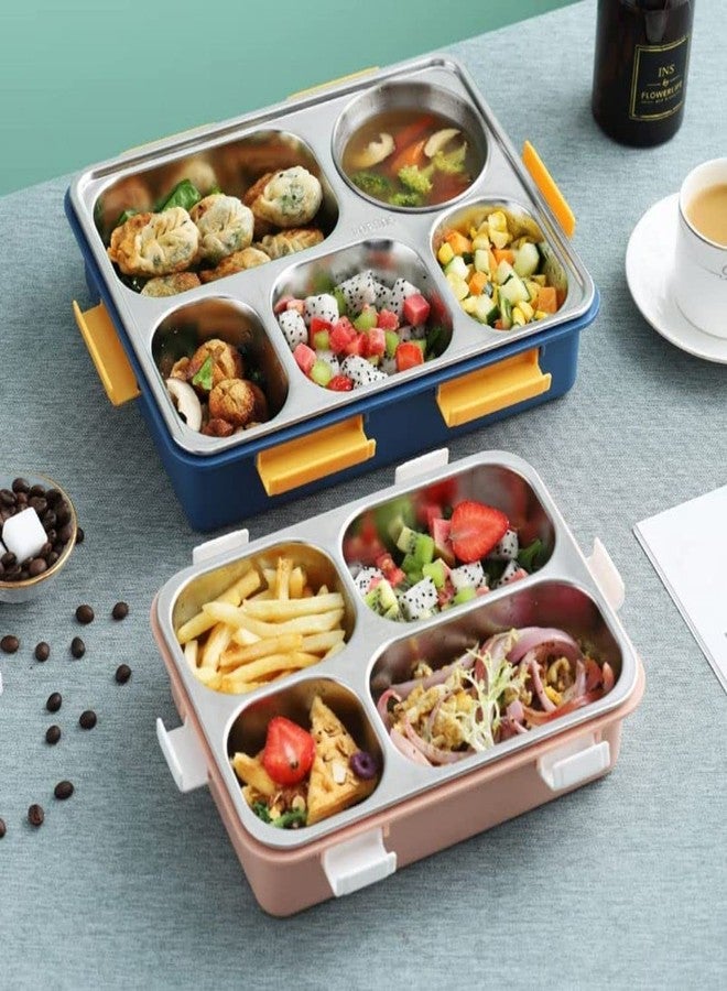 HODEE 4 Compartment Lunch Box for Office Men, Women, Big Size, Stainless Steel, Leak-Proof, Insulated, Bento Lunch Box for Adults, with Air-Tight Bowl, Spoon Storage Space. Tiffin Box for Office - Image 3