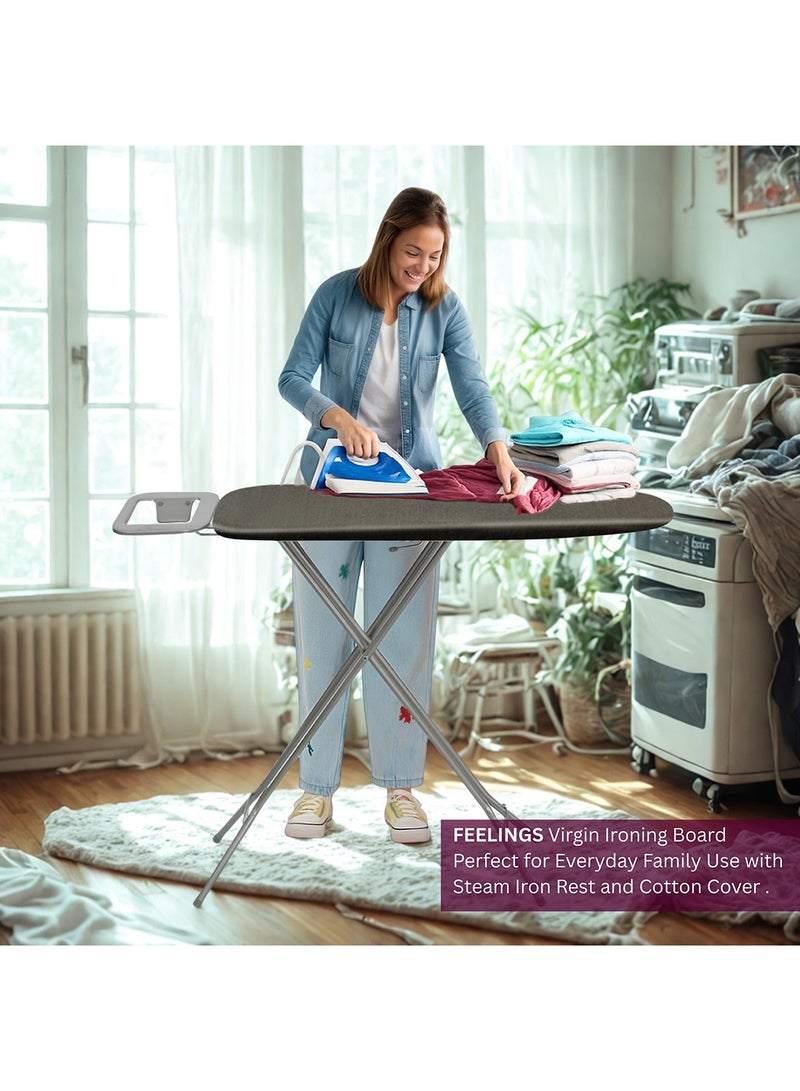 Feelings طاولة كي خفيفة باللون الأسود العذراء مع حامل المكواة قابلة للطي وقابلة للتعديل 96x30سم - Image 3