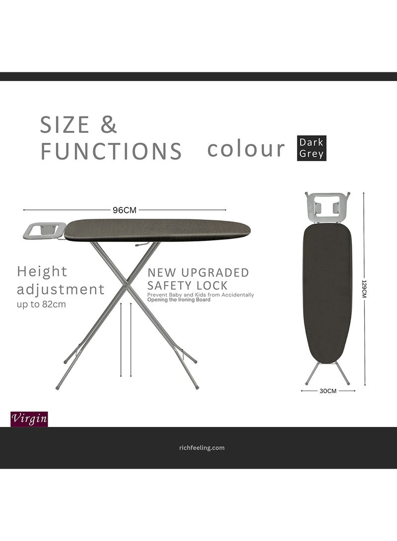 Feelings طاولة كي خفيفة باللون الأسود العذراء مع حامل المكواة قابلة للطي وقابلة للتعديل 96x30سم - Image 4