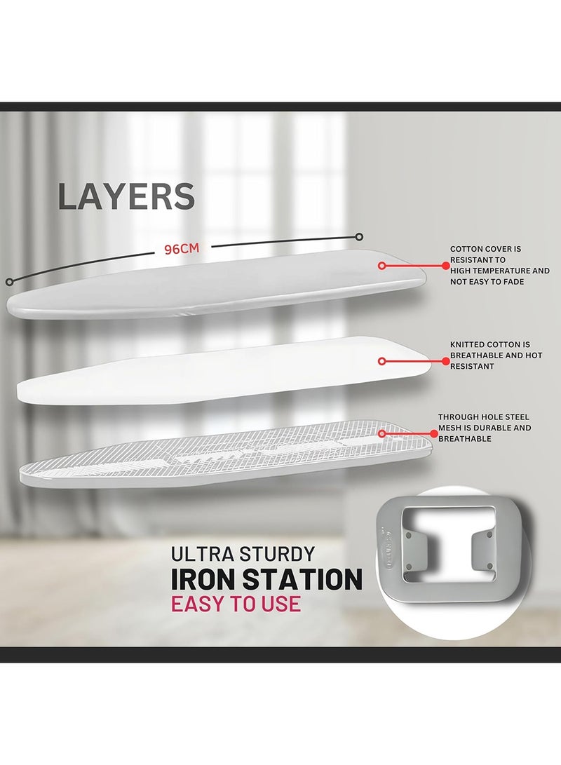 Feelings طاولة كي خفيفة باللون الأسود العذراء مع حامل المكواة قابلة للطي وقابلة للتعديل 96x30سم - Image 5