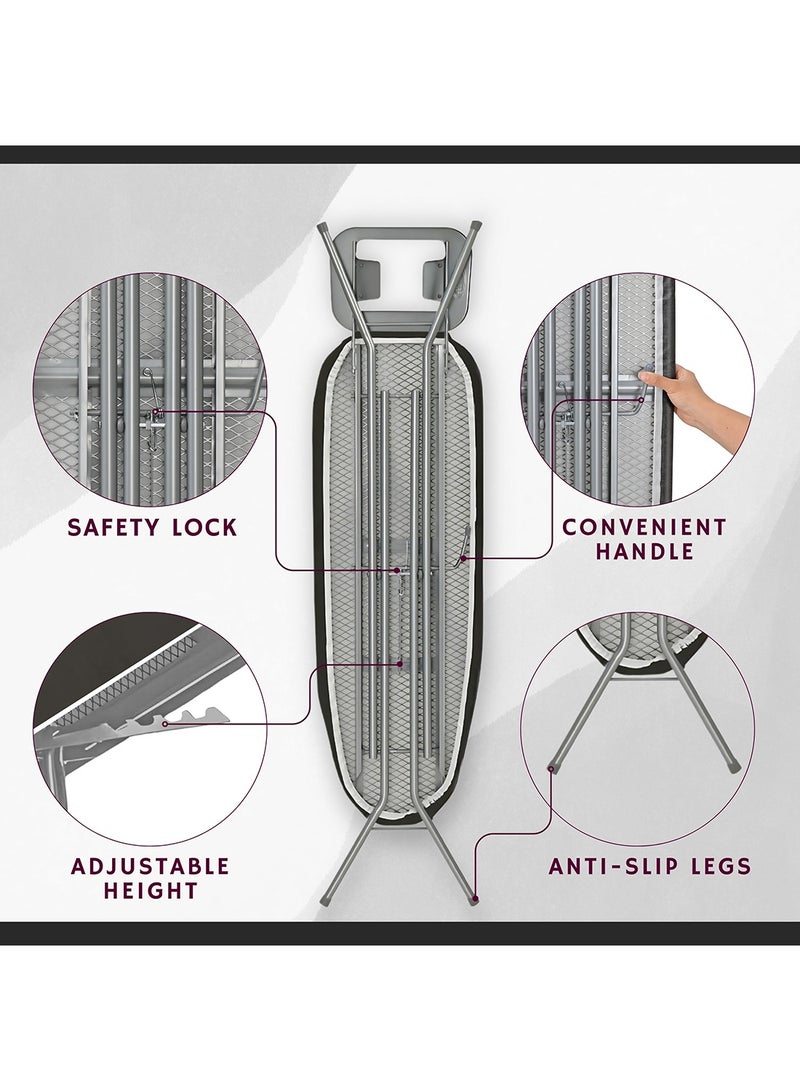 Feelings طاولة كي خفيفة باللون الأسود العذراء مع حامل المكواة قابلة للطي وقابلة للتعديل 96x30سم - Image 2