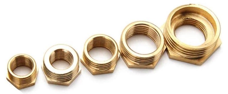 Pack of 2 Brass Reducer BSP Male Thread to BSP Female Thread Reducing Bush Hex Reducer Bushing Hose Pipe Fitting Connector Adapter 3/4''X1/2'' - Image 1