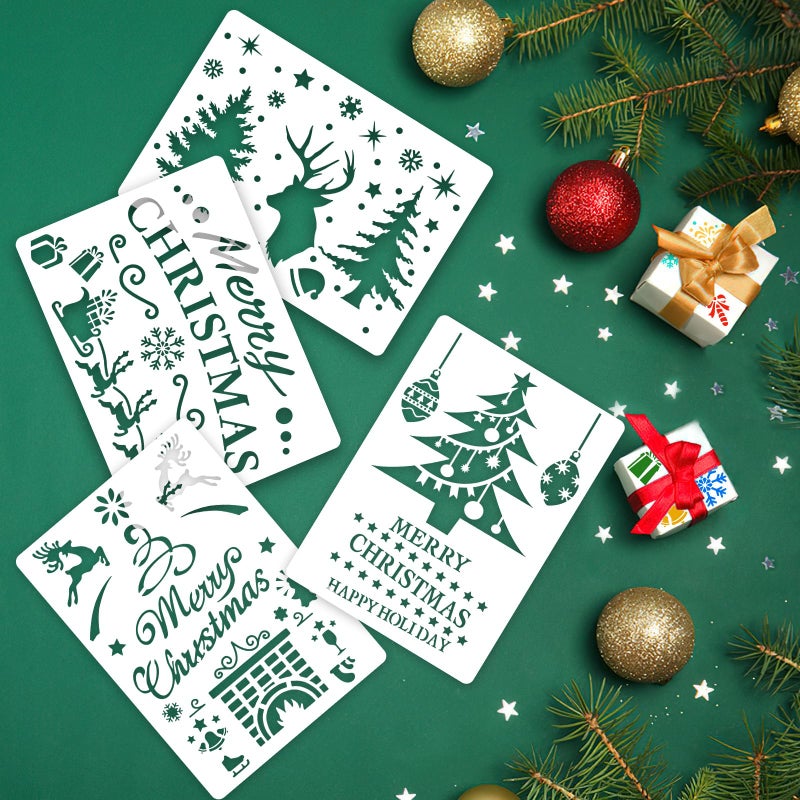 Augshy Reusable Christmas Stencils - 15 Pcs A4 Window Stencils for Painting on Wood Sign, Fabric Canvas & More (8 X 11 Inch) - Image 4