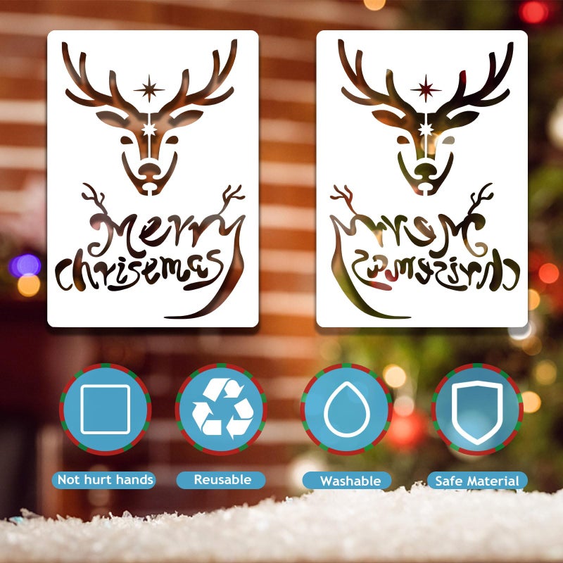 Augshy Reusable Christmas Stencils - 15 Pcs A4 Window Stencils for Painting on Wood Sign, Fabric Canvas & More (8 X 11 Inch) - Image 3