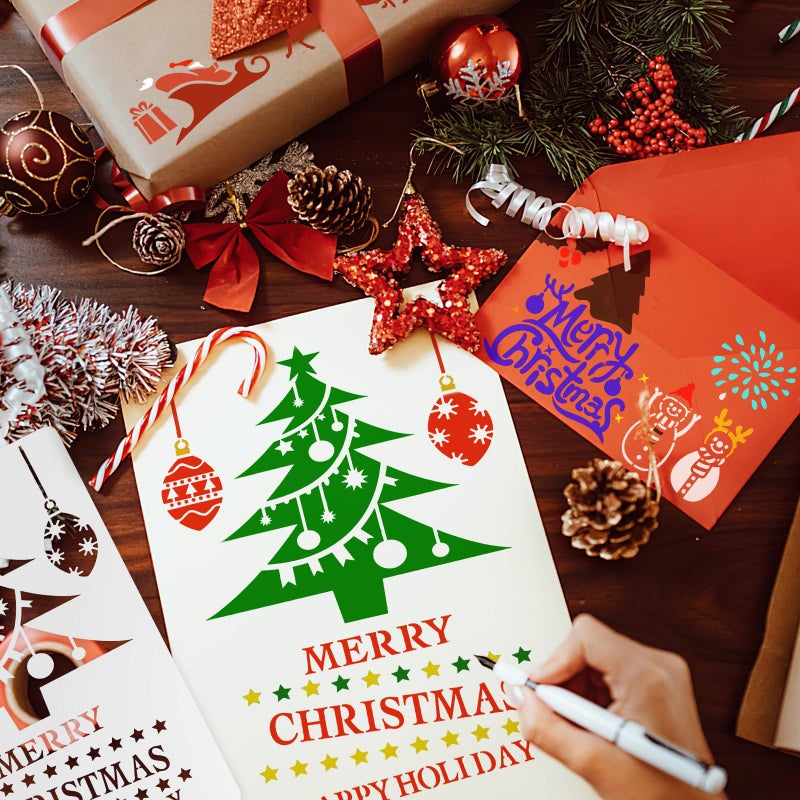 Augshy Reusable Christmas Stencils - 15 Pcs A4 Window Stencils for Painting on Wood Sign, Fabric Canvas & More (8 X 11 Inch) - Image 5