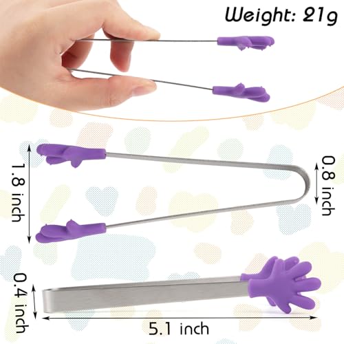 Shindel Small Tongs, 5.1 Inch Mini Tongs for Kids, Cute Kitchen Gadgets for Serving Candy, Appetizers, Snack, Chip, Pickle, Fruit, Ice Cube, Great for Fine Motor - Image 2