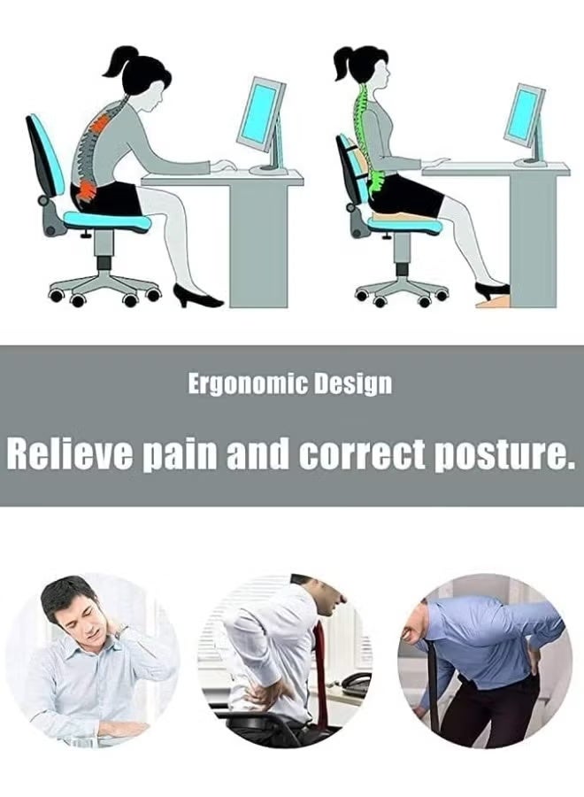 Ergonomic Memory Foam Seat Cushion & Lumbar Support Pillow Set – Orthopedic Coccyx Cushion for Office Chair, Car & Home Use, Helps Relieve Back, Sciatica & Tailbone Pain, Improves Posture - Image 5
