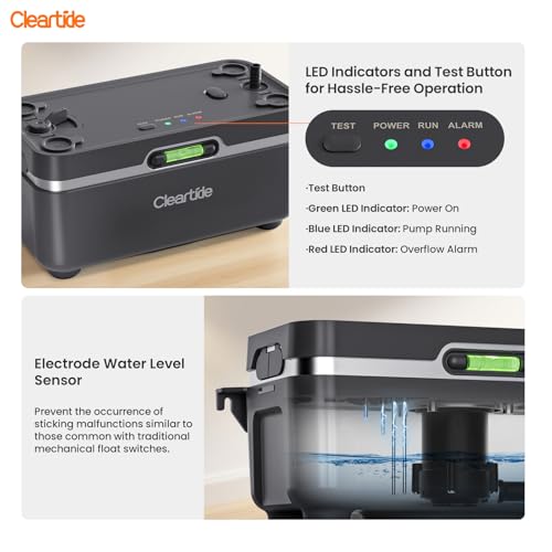 Cleartide Condensate HVAC Pump, Ultra-Quiet 25dB, 1/50 HP 110 GPH, Automatic Condensate Removal Pump with Safety Switch for Air Conditioner/Furnace/Dehumidifier, 100-240V, 23.6ft Head Height - Image 5