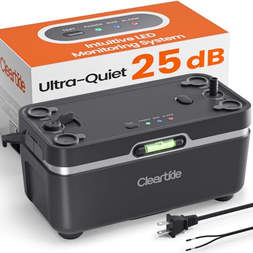 Cleartide Condensate HVAC Pump, Ultra-Quiet 25dB, 1/50 HP 110 GPH, Automatic Condensate Removal Pump with Safety Switch for Air Conditioner/Furnace/Dehumidifier, 100-240V, 23.6ft Head Height - Image 1